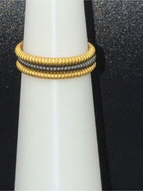 3 Two-Tone Coil Stackable Rings size 7.  .925 FR